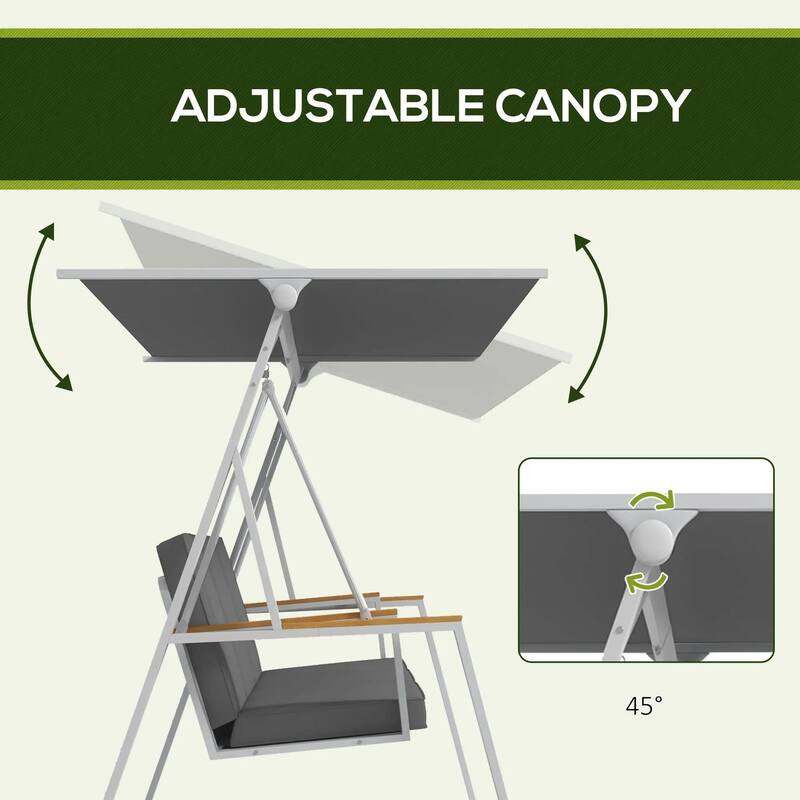 3-Seat Patio Swing Chair, Adjustable Canopy, Side Trays, Comfort Set