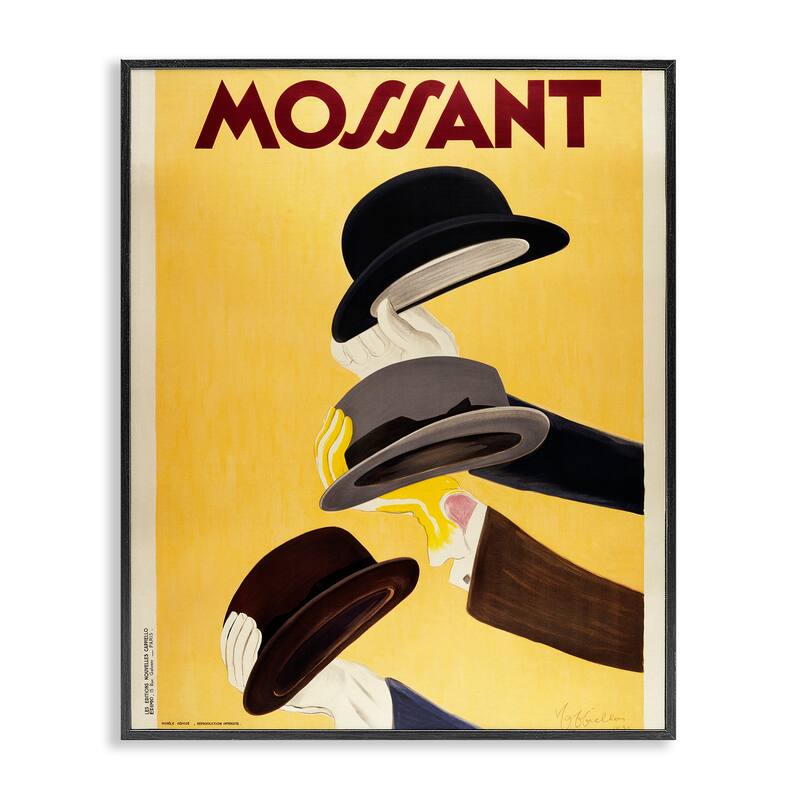 Stupell Vintage Top Hat Advertisement Framed Giclee Art Design By Marcus Jules - 24 x 30 - Black