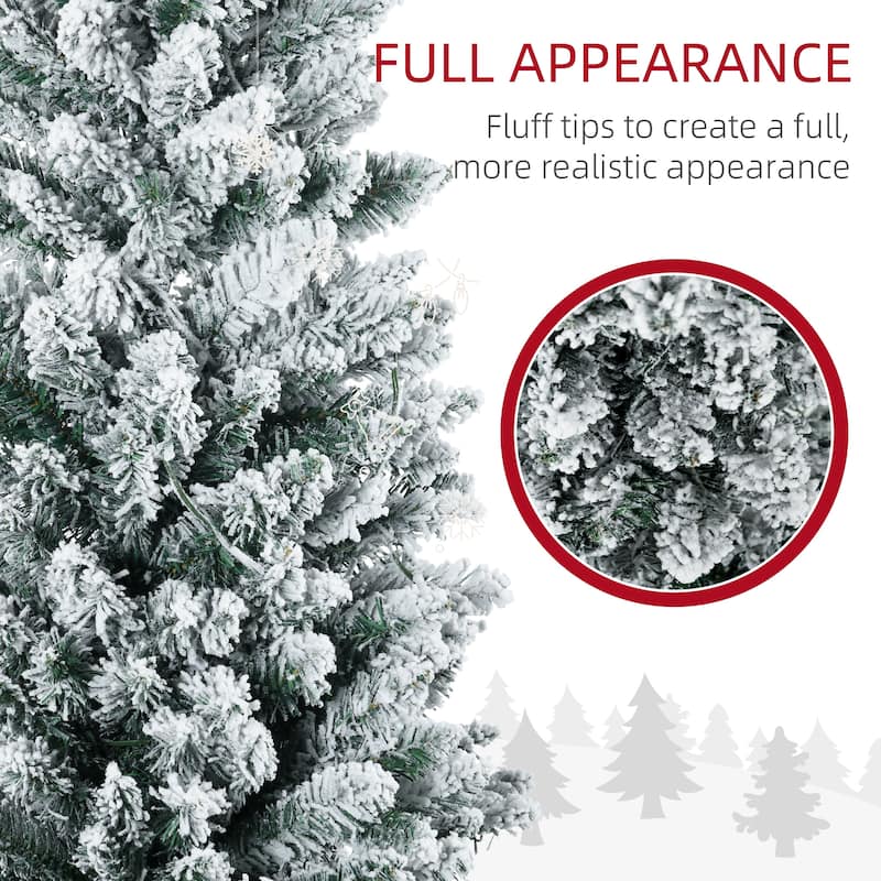 HOMCOM 5' Tall Pre-Lit Slim Noble Fir Artificial Christmas Tree with Realistic Branches, 110 Warm White LED Lights and 294 Tips