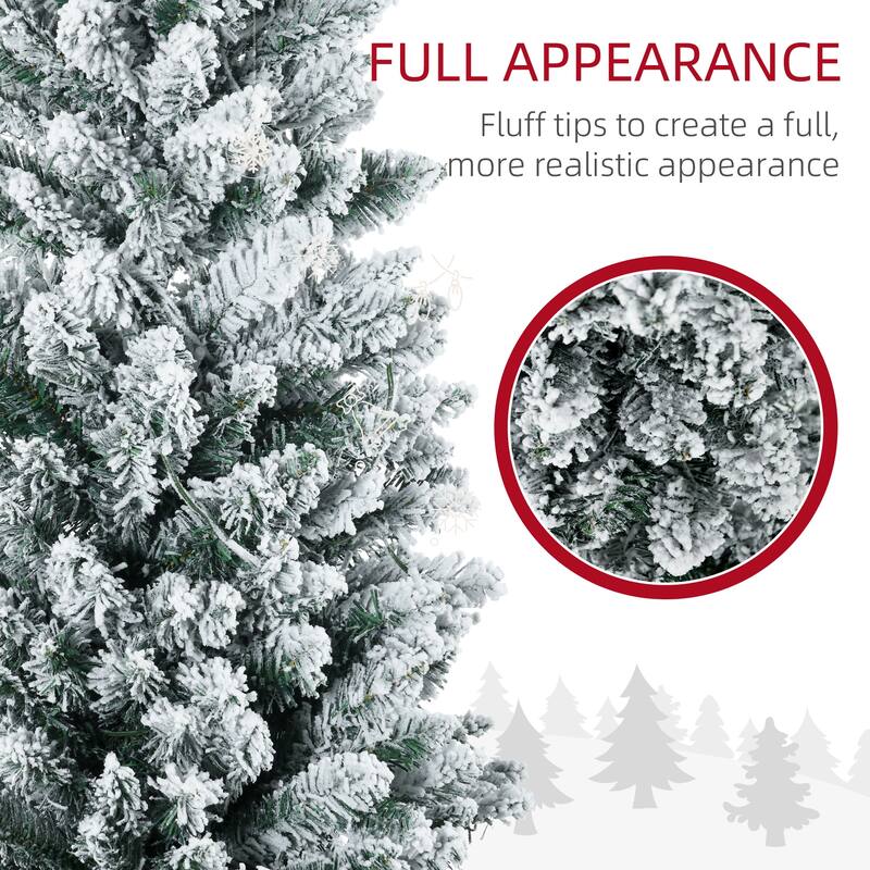 HOMCOM Pre-Lit Slim Noble Fir Tree - Warm White LED Lights, Green
