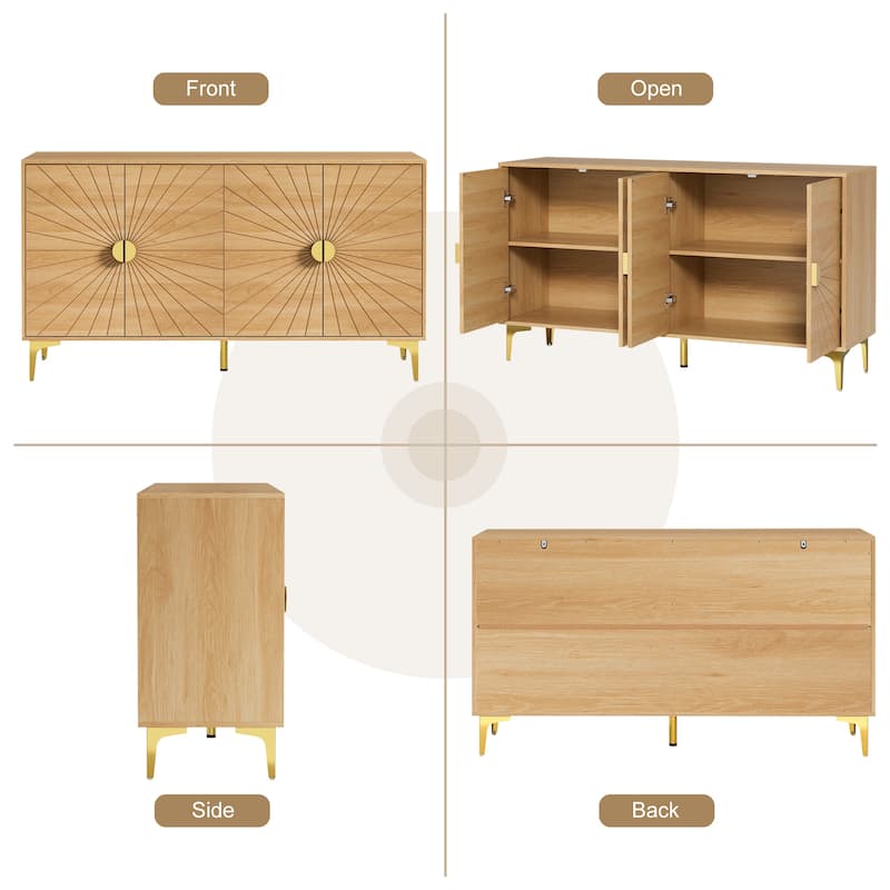 Sideboard Buffet Cabinet with Storage Four Door Adjustable Shelves