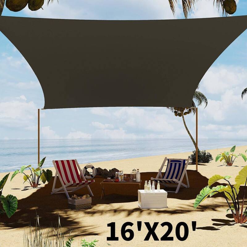16'X20' Sun Shade Sail Shade Cloth, Sunshade for Patio, Backyard, Deck, Garden, Sand - Grey
