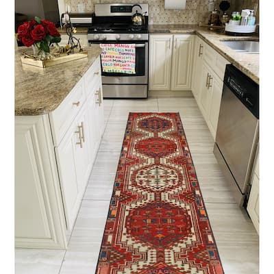 Fine Vintage Distressed Bailee Red/Ivory Runner - 2'2" x 10'3"