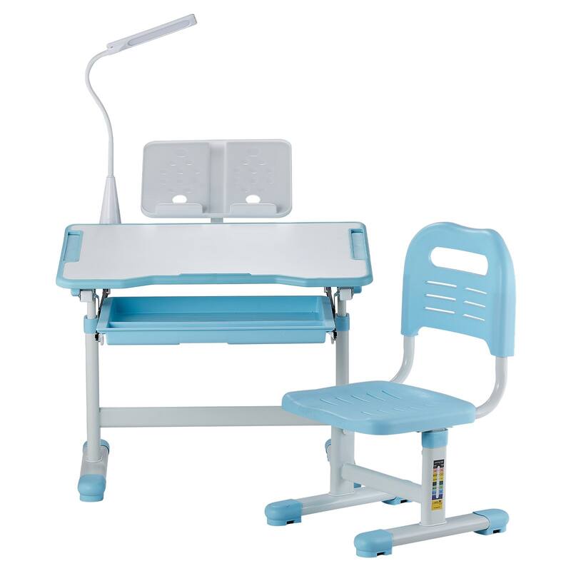 Kids Chair and Desk Set Table with Adjustable Height and Steel Frame Suitable for Any Room - 27.56 x 20.08 x (20.87 - 27.95) in