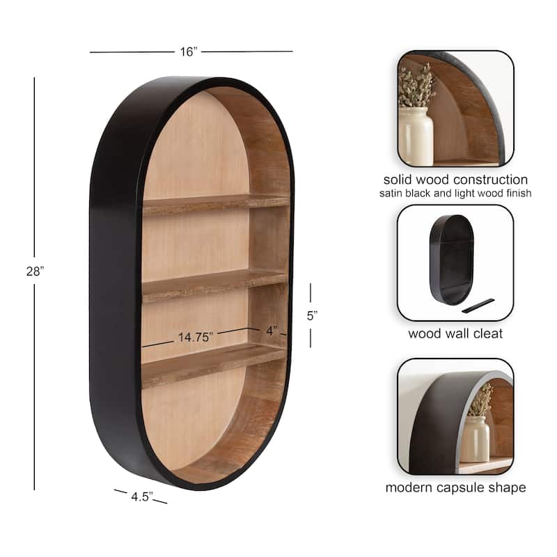 Kate and Laurel Hutton Wood Capsule Wall Shelf