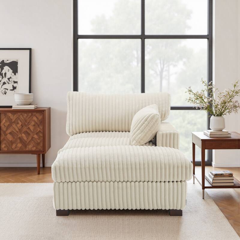 Modren Plush Upholstered Coner Chair and Ottoman Set