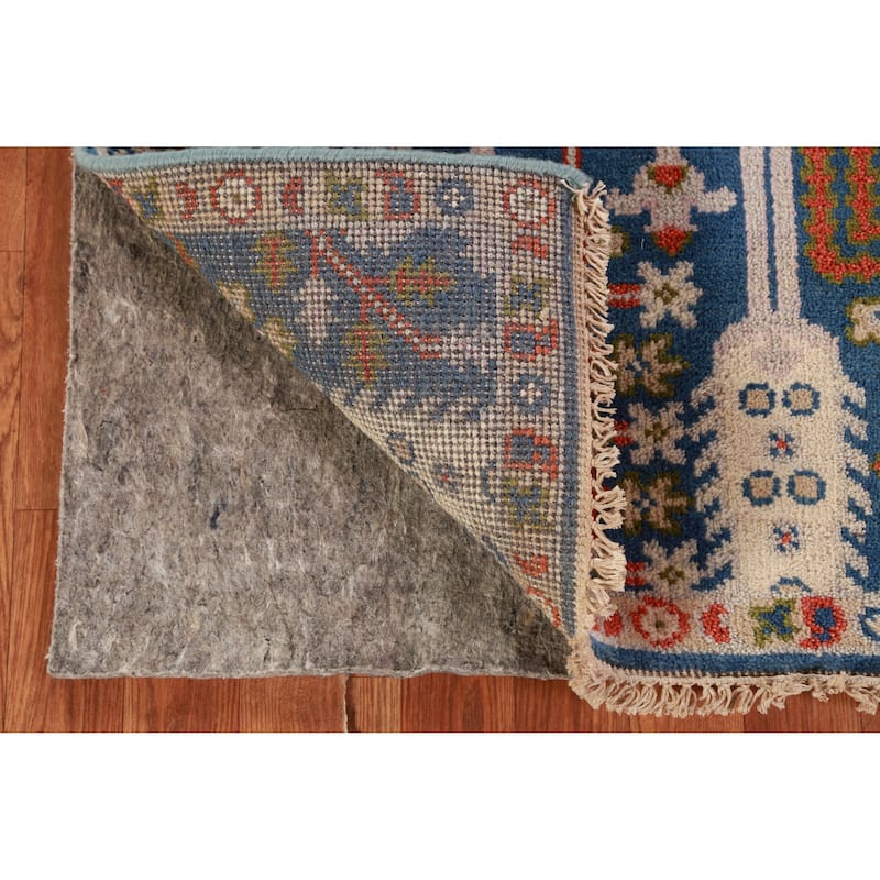Blue Oushak Indian Foyer Rug Hand-Knotted Wool Carpet - 2'7" x 6'0"