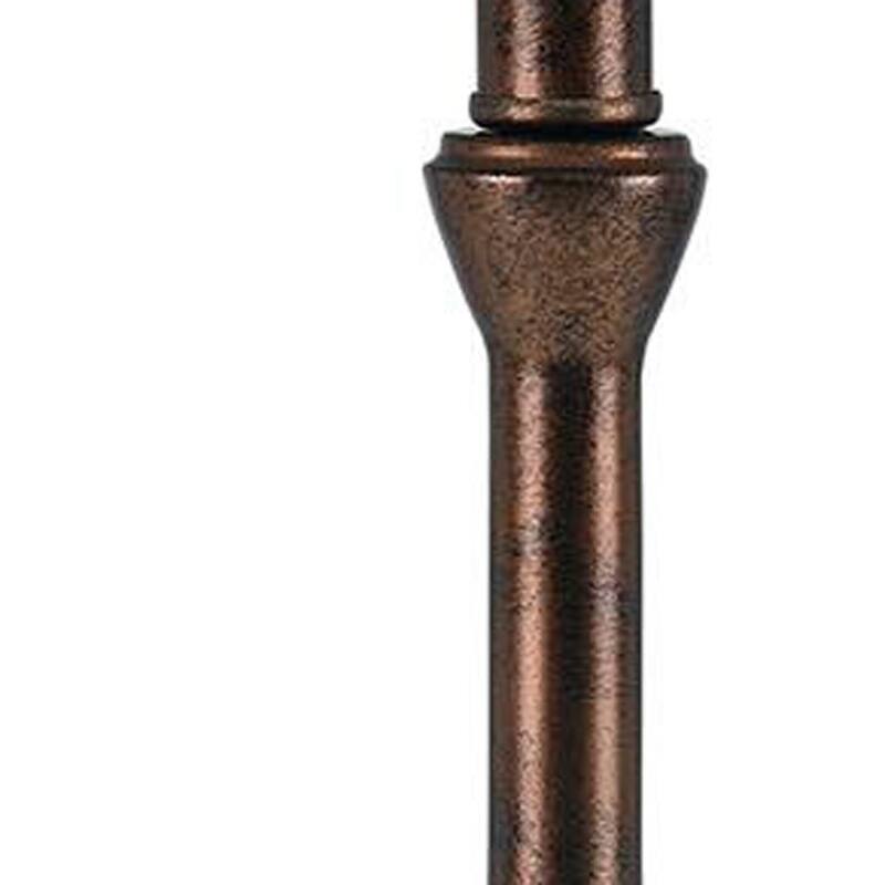 HomeRoots 25" Rust Metal Round Table Lamp With White Drum Shade - 10.00 in. x 24.50 in. x 10.00 in.