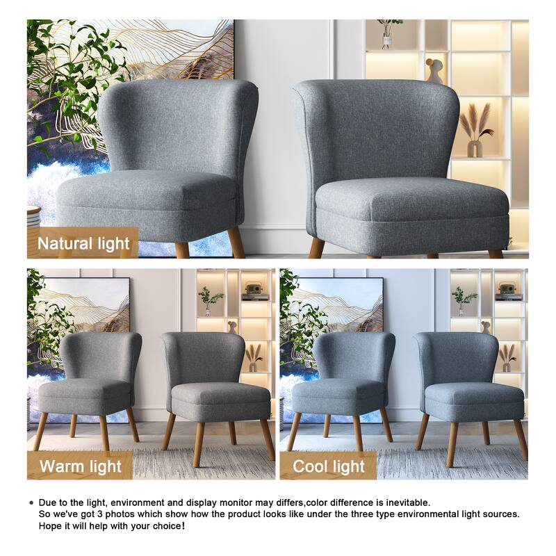 2 Set Upholstered Accent Chair Armchair Linen Side Chair