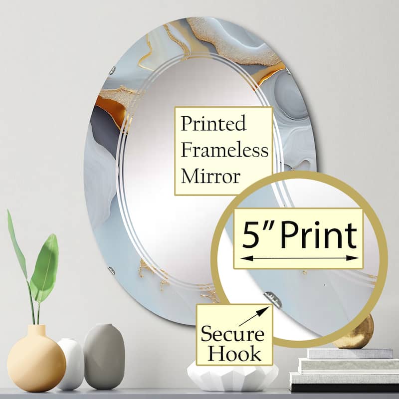 Designart 'White And Gold Marble Abstract IV' Printed Modern Transitional Wall Mirror