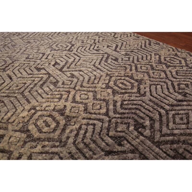 All-Over Trellis Moroccan Oriental Area Rug Handmade Brown Wool Carpet - 5'2" x 8'2"