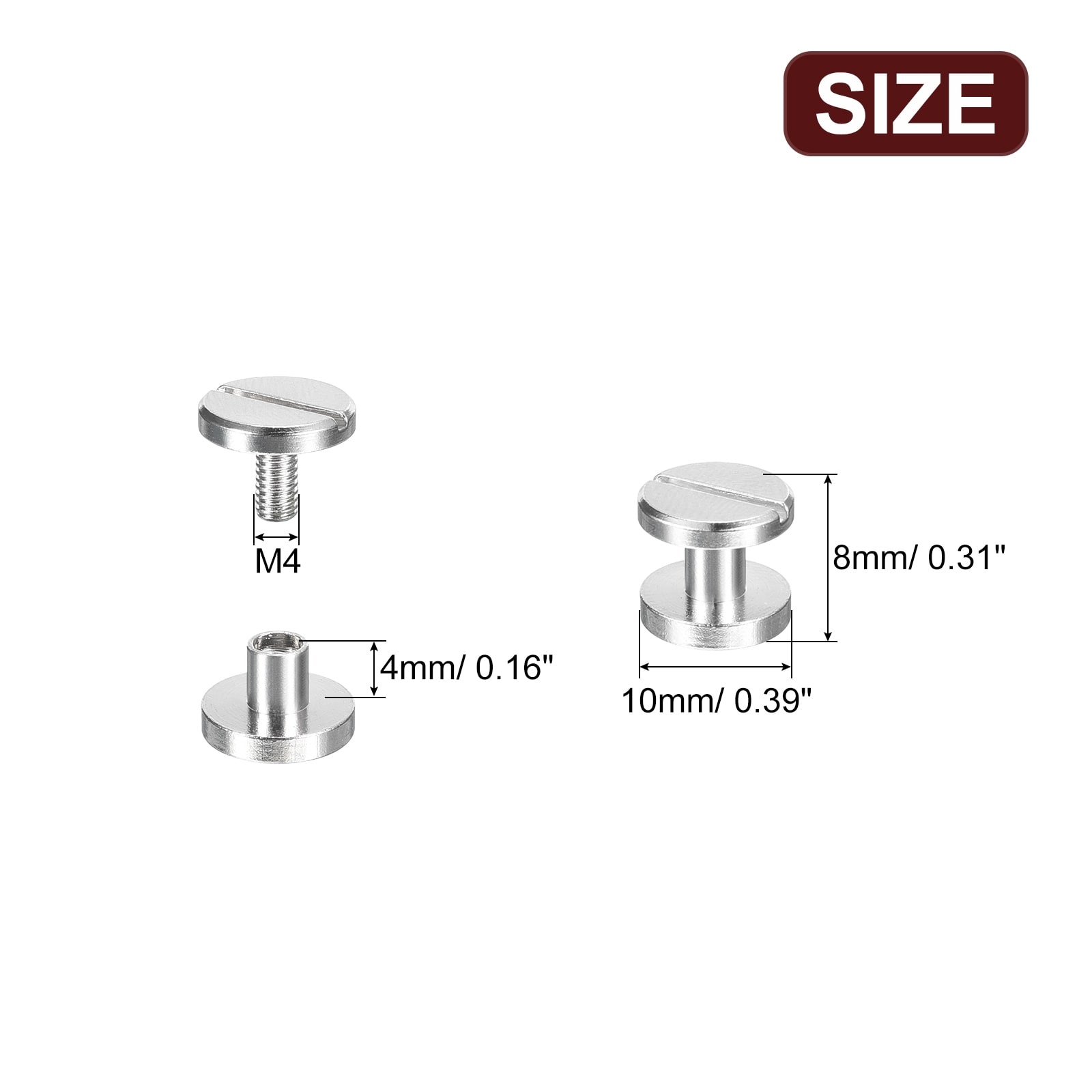 Brass Chicago Screws, Flat Head Screw Back Binding Post Nail Stud Rivets for Leather Craft Belt Strap