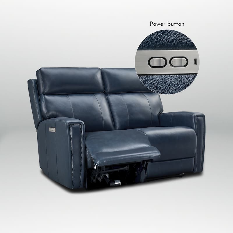 Genuine Leather Reclining Loveseat with Dual-Power Adjustable Headrest & Footrest, Zero Gravity, USB & USB-C Charging Ports