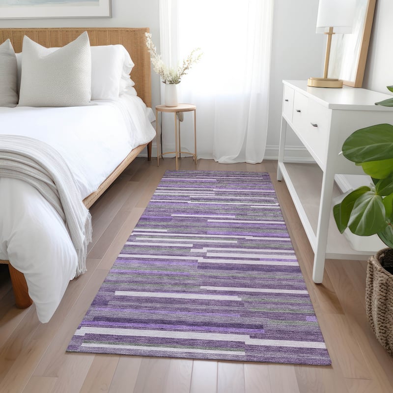 Machine Washable Indoor/ Outdoor Chantille Modern Stripes Rug