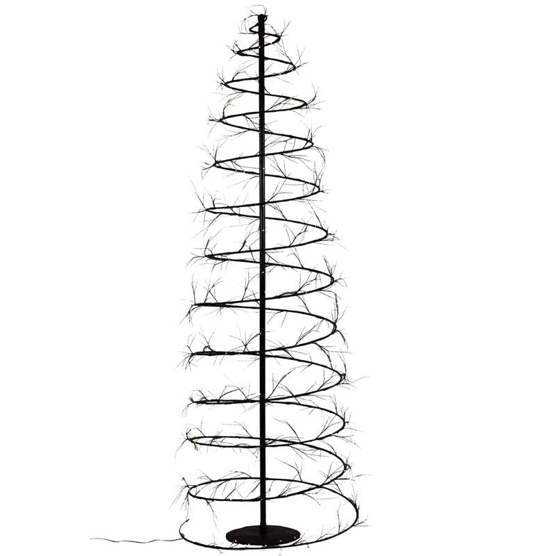 6.5' Brown Revolve Spiral Artificial Tree, LED Warm White Lights
