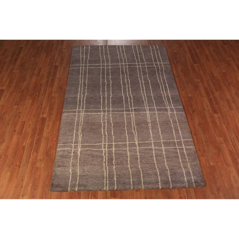 Moroccan Indian Area Rug Handmade Wool Carpet - 5'1" x 7'11"