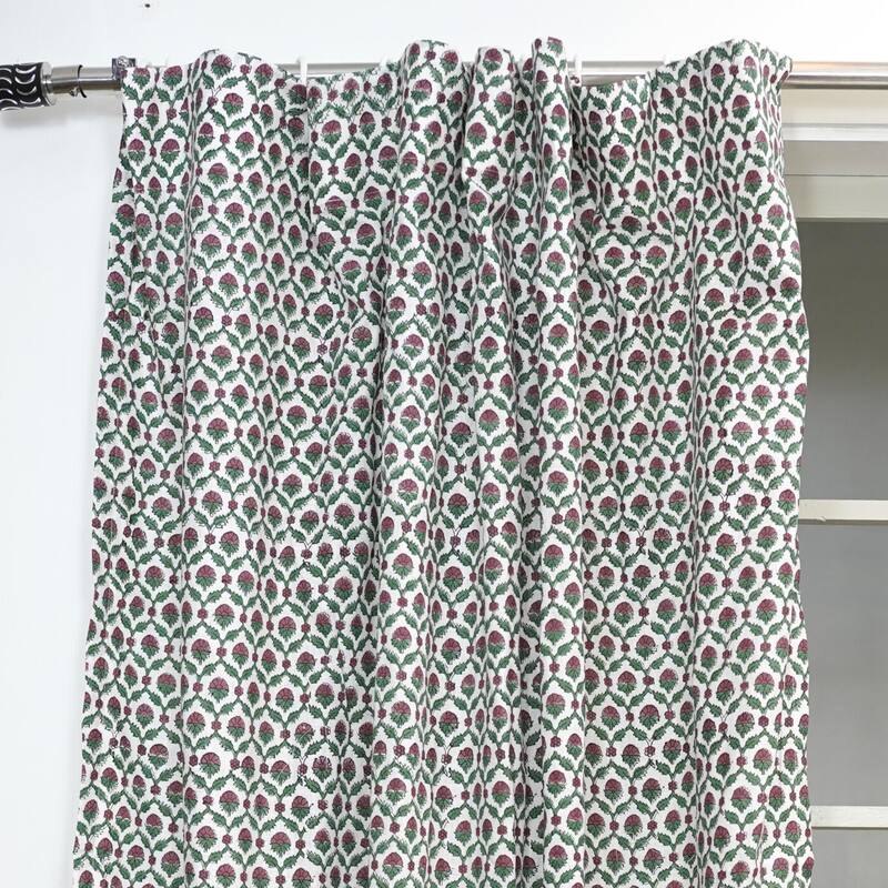 Fabdivine Handmade Block Print Viscose Linen Gift Home Decorative Accent Vintage Curtain or Drape