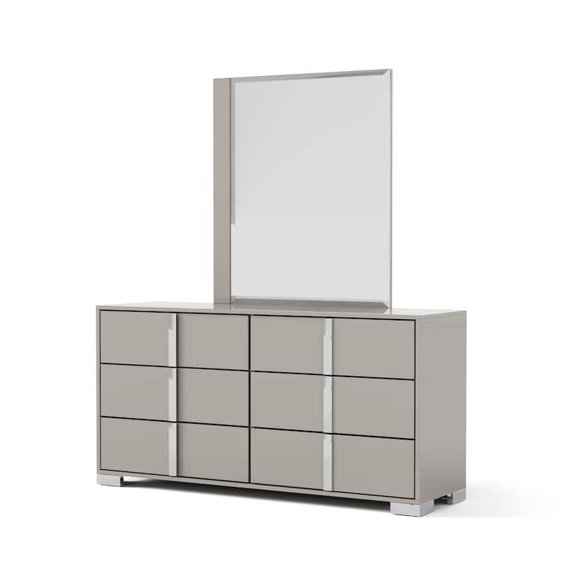 Furniture of America Erina Modern Glossy 2-Piece 6-Drawer Dresser and Mirror Set
