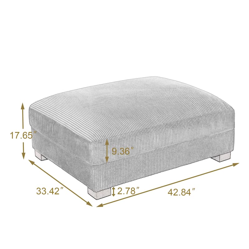 Modern Corduroy Fabric Oversized Accent Ottoman