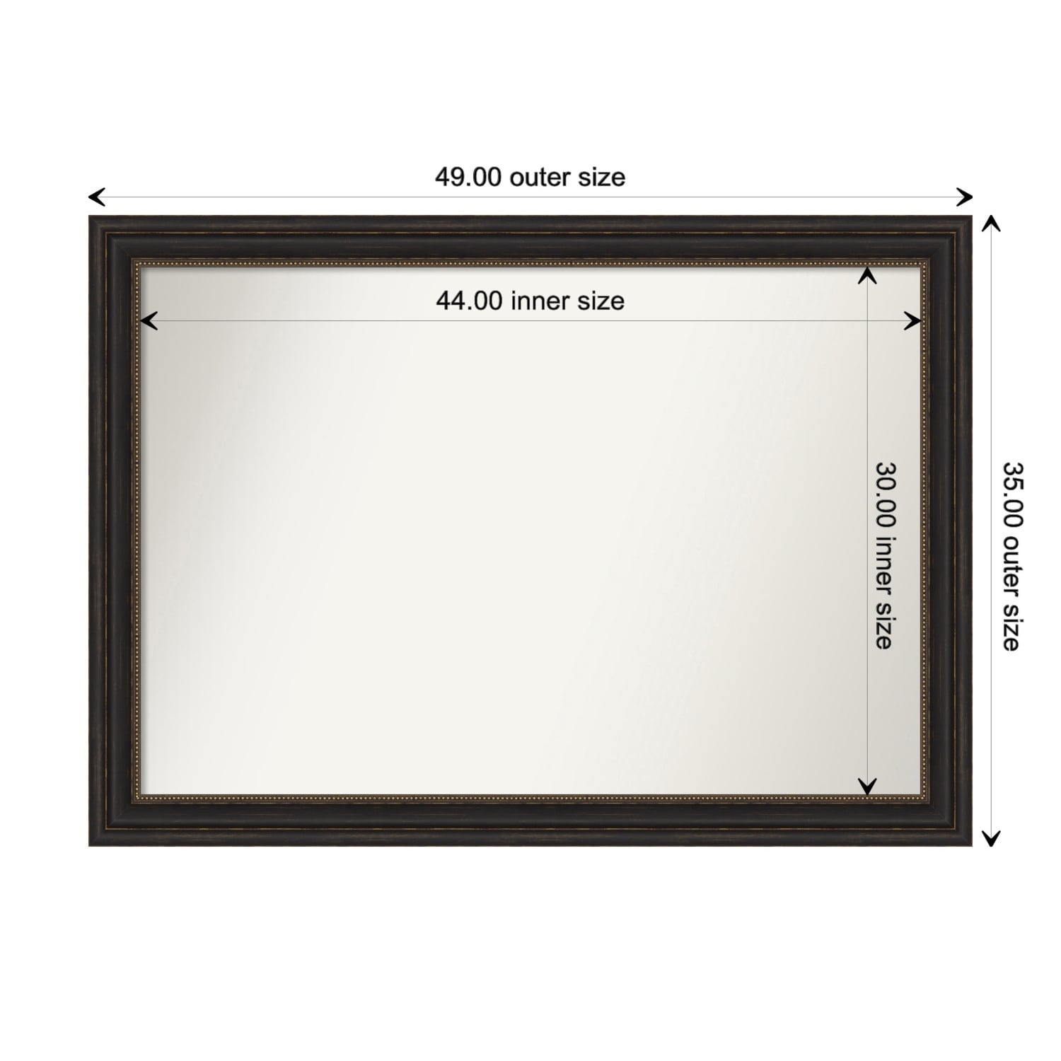 Accent Bronze Framed Non-Beveled Custom Wall Mirror, Bathroom Vanity Mirror