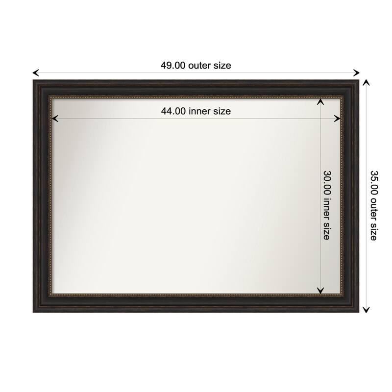 Accent Bronze Framed Non-Beveled Custom Wall Mirror, Bathroom Vanity Mirror - Outer Size: 49 x 35