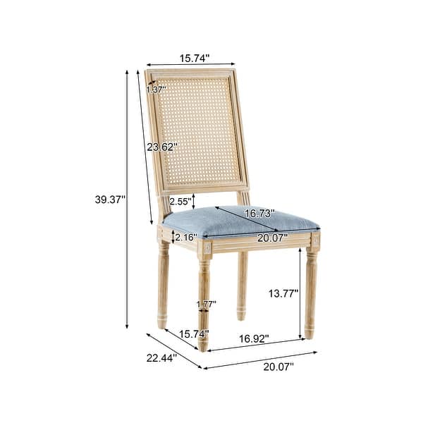 dimension image slide 3 of 8, Regina French Country Wood and Cane Upholstered Dining Chairs by Christopher Knight Home