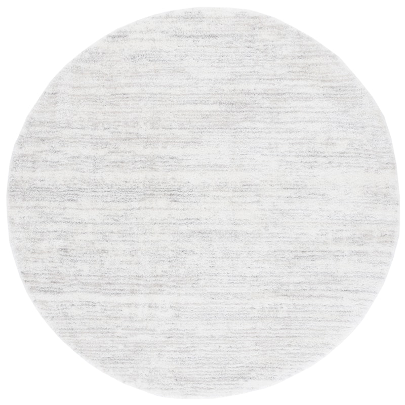 SAFAVIEH Jasmine Renae Glam 1.6-inch Shag Rug - 6'7" Round - Ivory/Light Grey