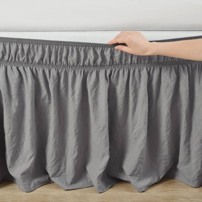 Lush Decor Ruched Ruffle Elastic Easy Wrap Around Bedskirt