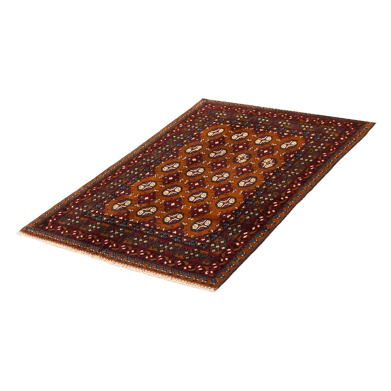 ECARPETGALLERY Hand-knotted Uzbek Kargahi Brown Wool Rug - 4'1 x 5'9