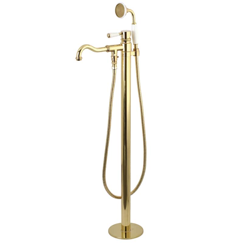 Paris Freestanding Tub Faucet with Hand Shower in Polished Chrome - Polished Brass