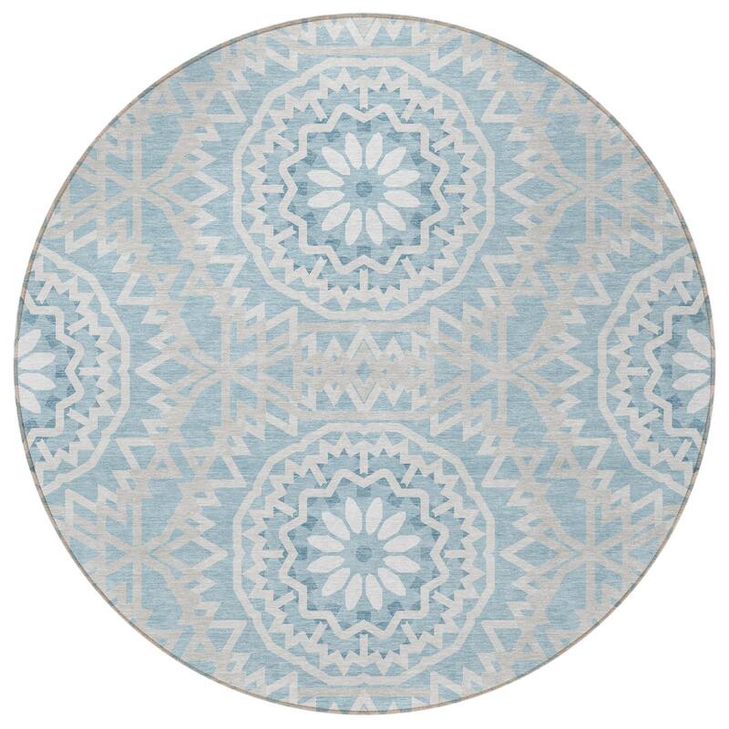 HomeRoots Floral Medallion Transitional Rectangle Outdoor Rug