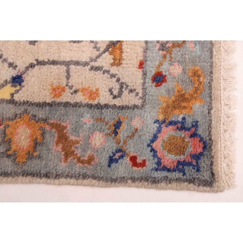 ECARPETGALLERY Hand-knotted Modern Oushak Cream Wool Rug - 2'6 x 11'7
