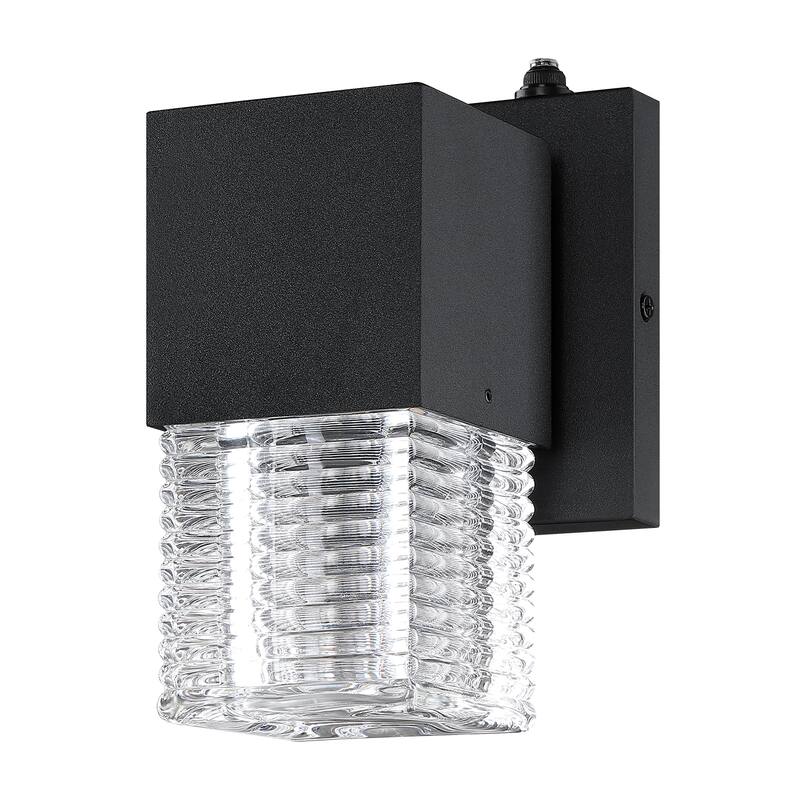 Black Dusk to Dawn LED Outdoor Wall Sconce Light Set of 2 - 7.3 in. H