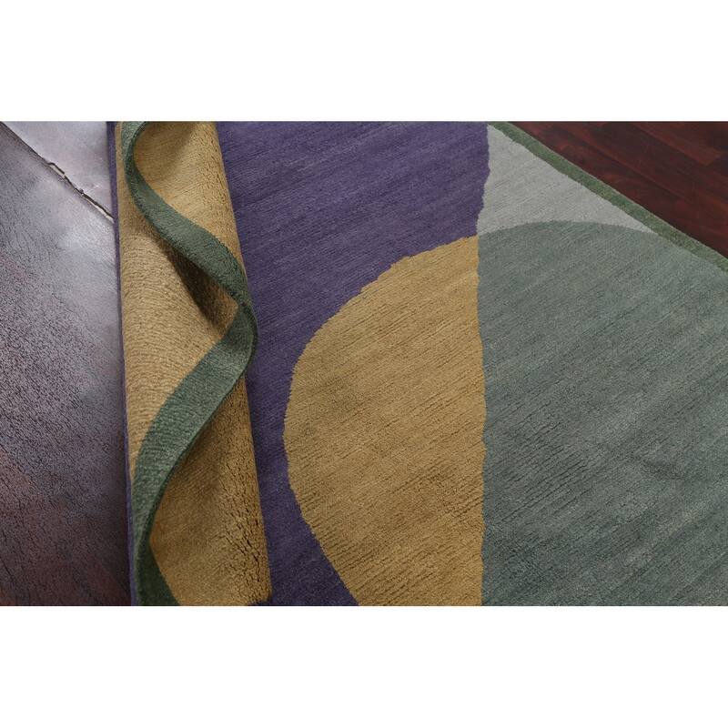 Vegetable Dye Abstract Nepalese Oriental Area Rug Handmade Wool Carpet - 6'2" x 9'3"