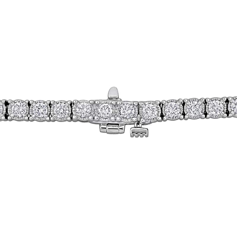 3 1/7ct TW Lab-Grown Diamond Tennis Anklet in 14k White Gold - 8.5 in