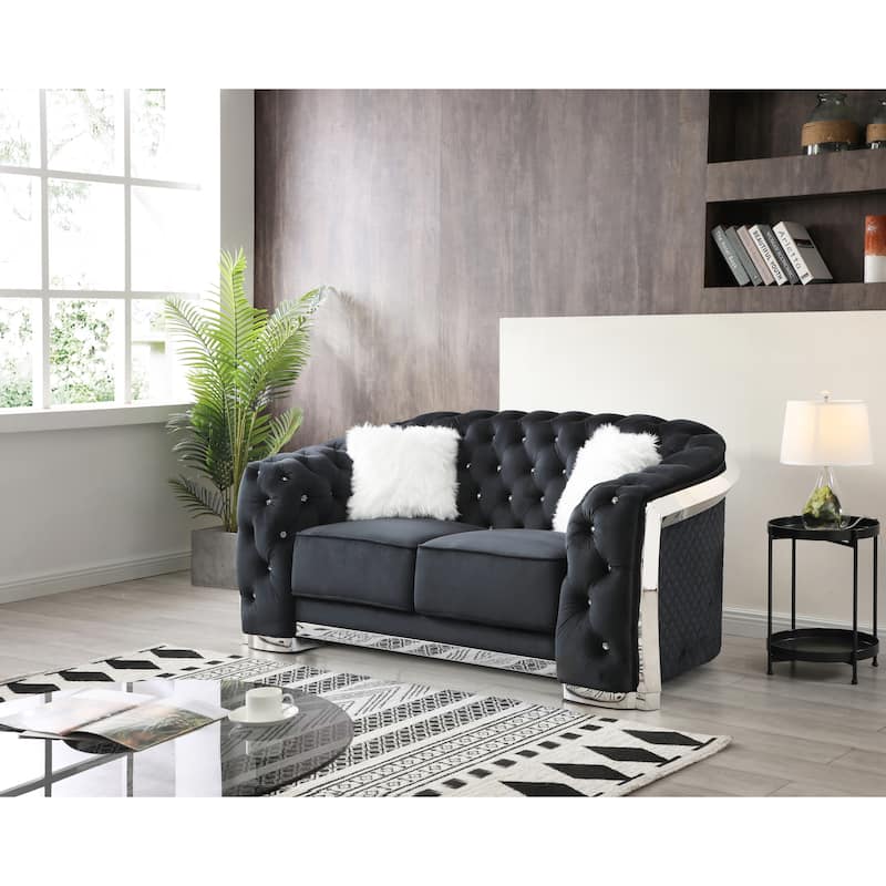 Gray Flared Arm Loveseat