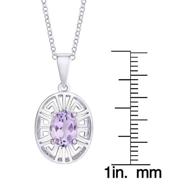 Victoria Townsend .925 Sterling Silver Greek Key Oval Amethyst Pendant.