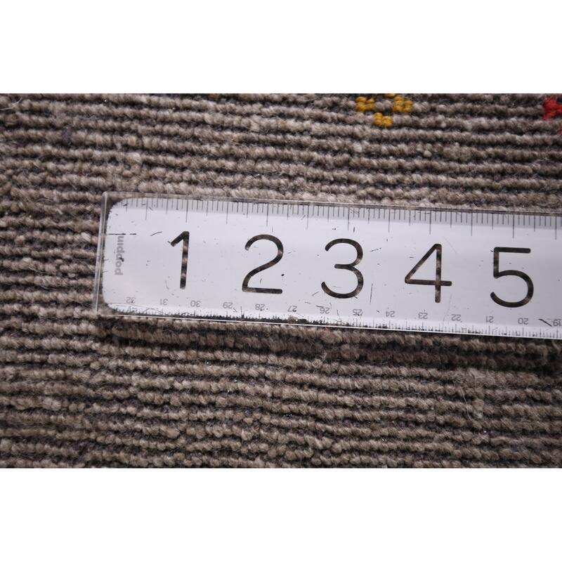 Earth Tone Striped Gabbeh Indian Area Rug Handmade Wool Carpet - 7'10" X 9'8"