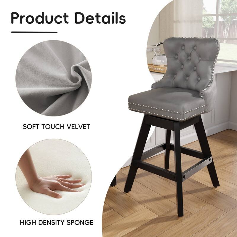 Swivel Velvet Leisure Counter Bar Stools Set of 8