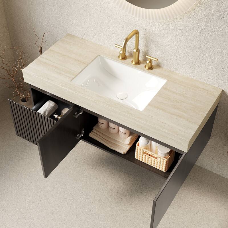 Mondern Floating Bathroom Vanity with 3 Pre-drilled Faucet Holes