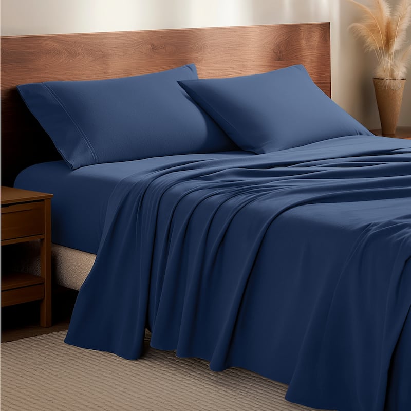 Bare Home Cotton Flannel Sheet Set - Velvety Soft Heavyweight - Twin XL - Dark Blue