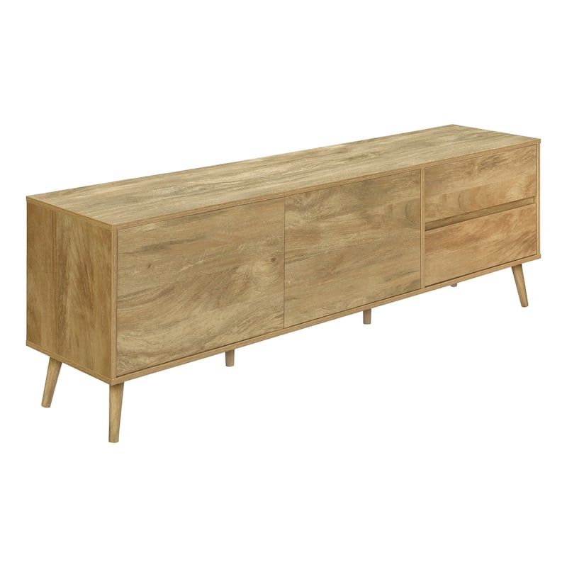 Tv Stand, 72 Inch, Console, Media Entertainment Center, Storage Drawers, Storage Cabinet, Brown Laminate, Transitional - Walnut
