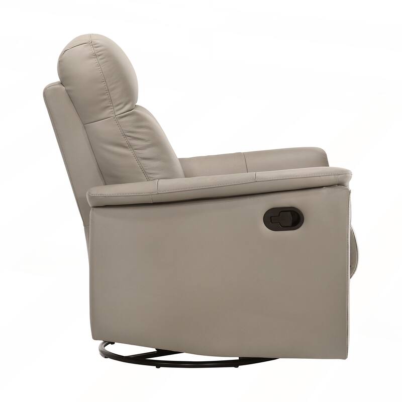 Silver Color Leather Upholstered Reclining Chair