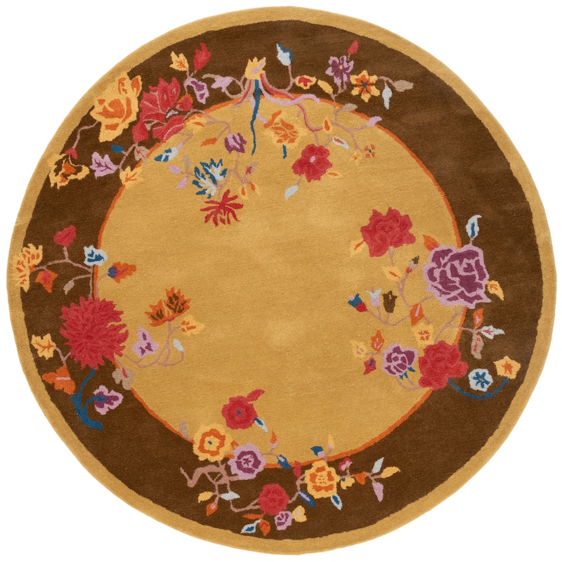 SAFAVIEH Handmade Metro Zornica Wool Rug - Gold/Brown - 6' Round