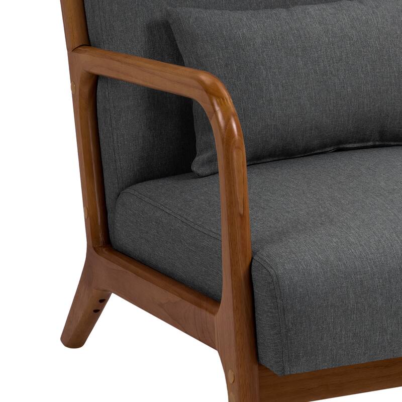 Mid-Century Modern Upholstered Accent Chair with Wood Frame