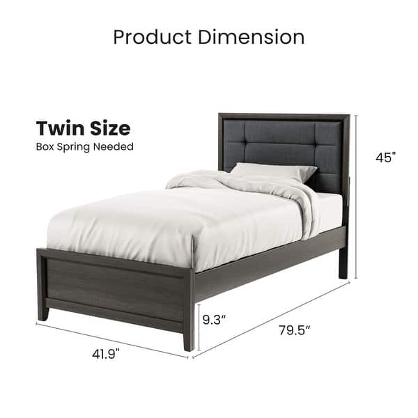 dimension image slide 0 of 2, Aury Rustic Grey Solid Wood Tufted Panel Kid Bed by Furniture of America
