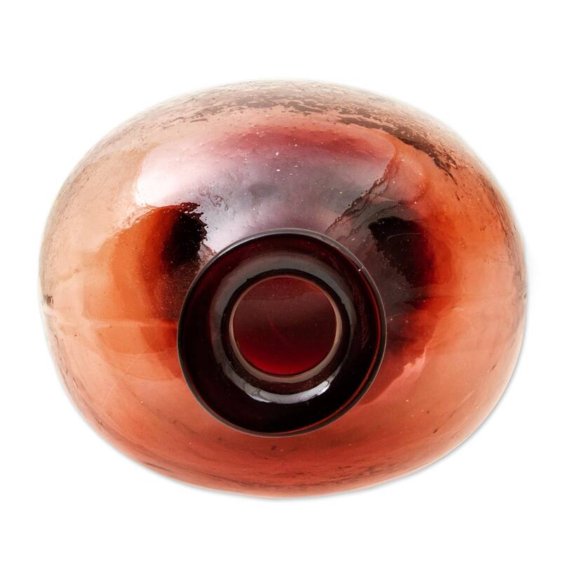 Novica Handmade Cinnabar Red Bottle Blown Glass Vase