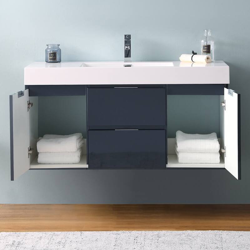 Fresca Senza 48" Wall Mounted / Floating Single Vanity Set with Wood