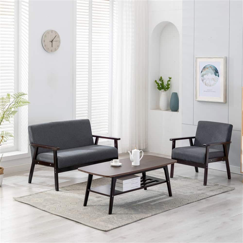 Espresso Coffee Table Loveseat Chair Set