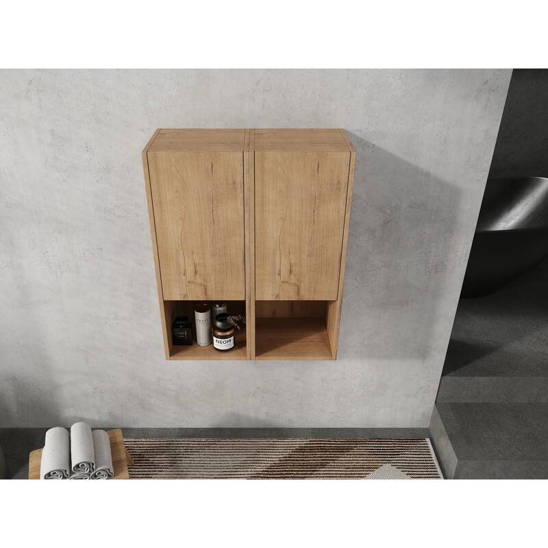 24" Bathroom Side Cabinet, Soft Close Doors, Float Mounting Design, Imitative Oak